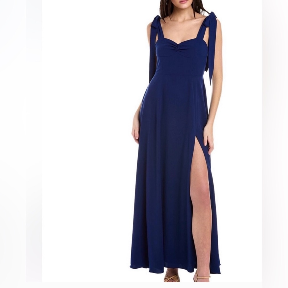 Alexia Admor Deep Blue Maxi Dress with Bow Details
